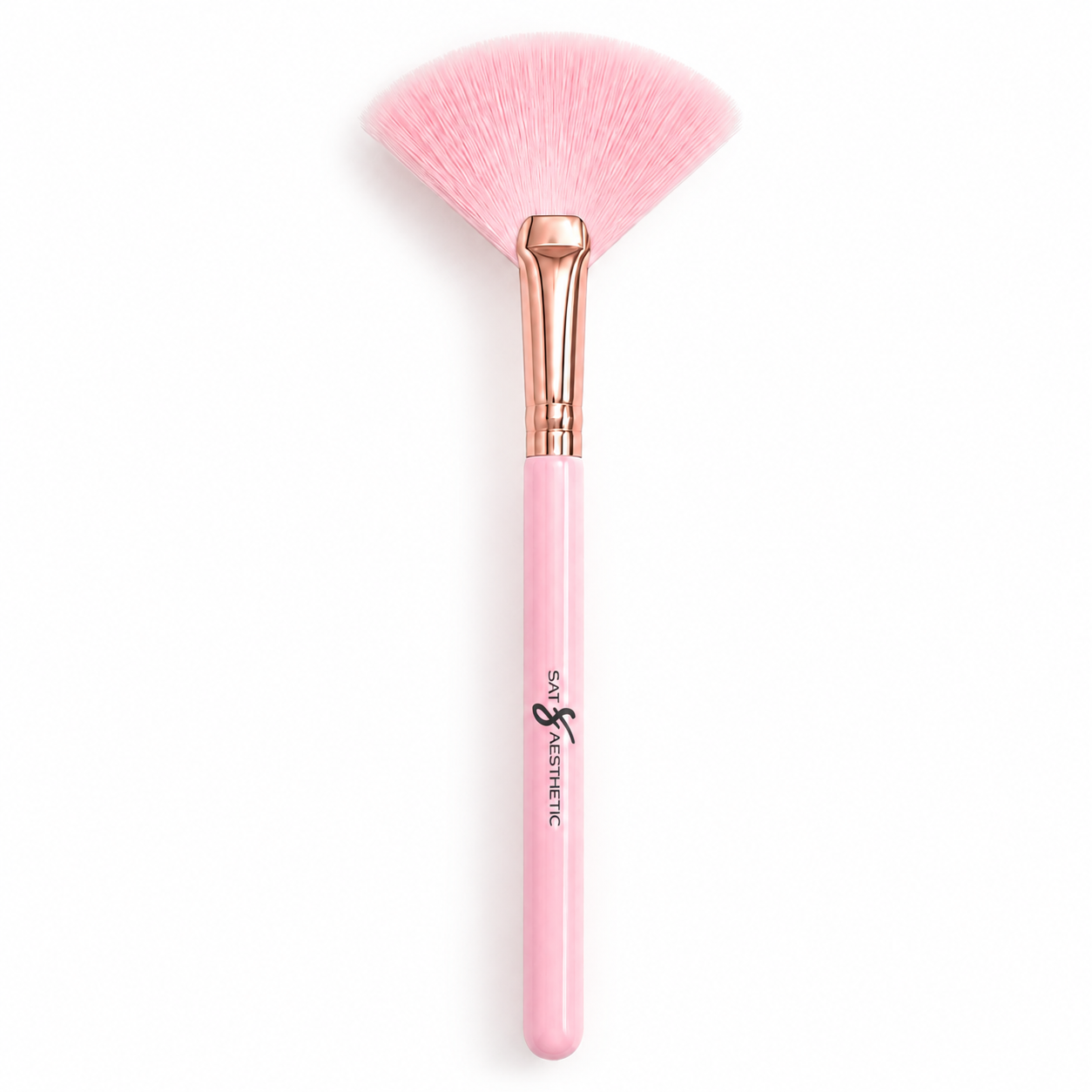 Pink Premium Highlighter Fan Brush – Luxury Professional Makeup Brush