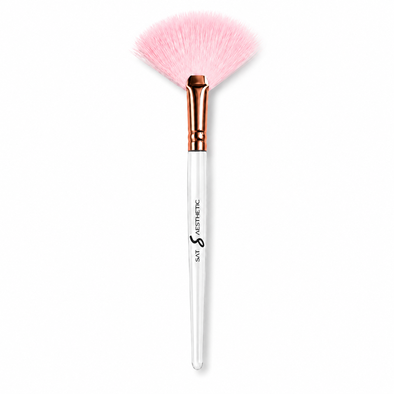 Crystal Clear Acrylic Handle with Pink Synthetic Bristles Highlighter Fan Brush